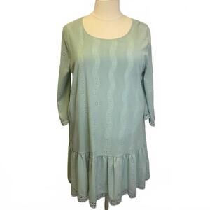 Paisley Vine Women's Size 2XL XXL Mint Light Green Nylon Tiered Midi Dress
